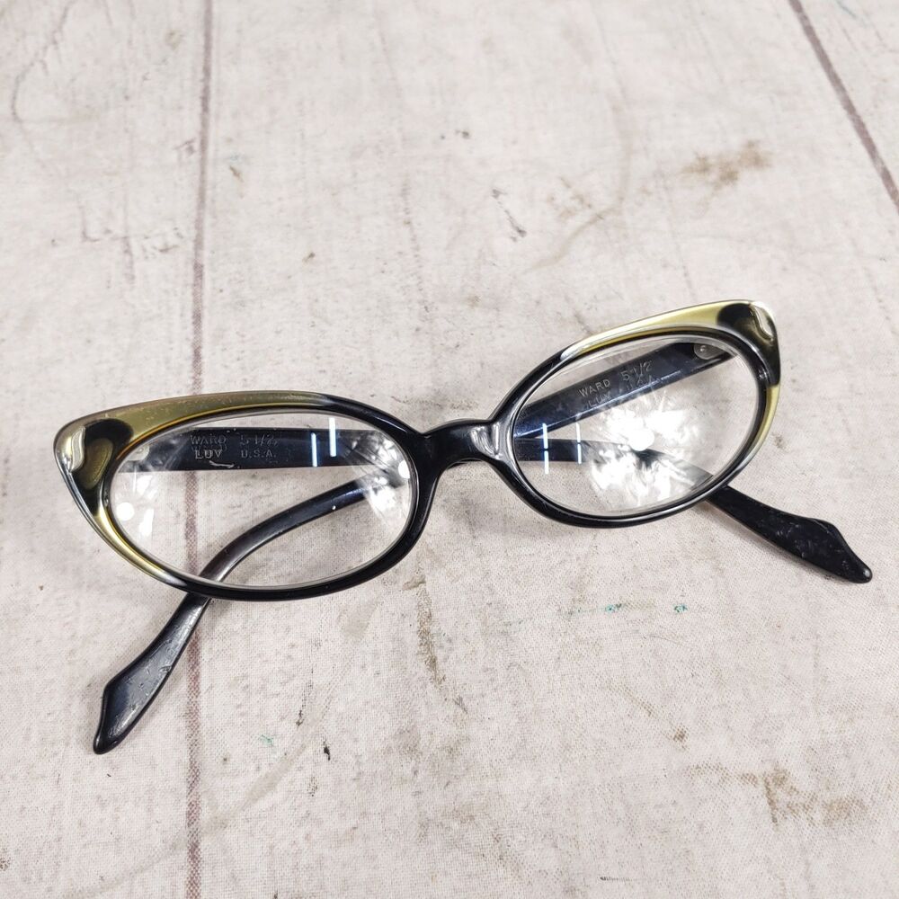 Ward Luv Usa Vintage 1950's Eyeglasses - FRAMES ONLY Cats Eye Women 50-16-5 1/2